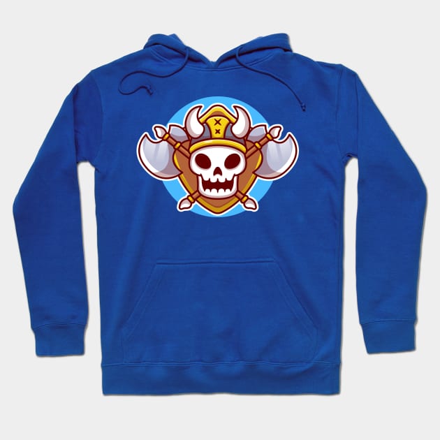 Cute Viking Skull With Ax Cartoon Hoodie by Catalyst Labs